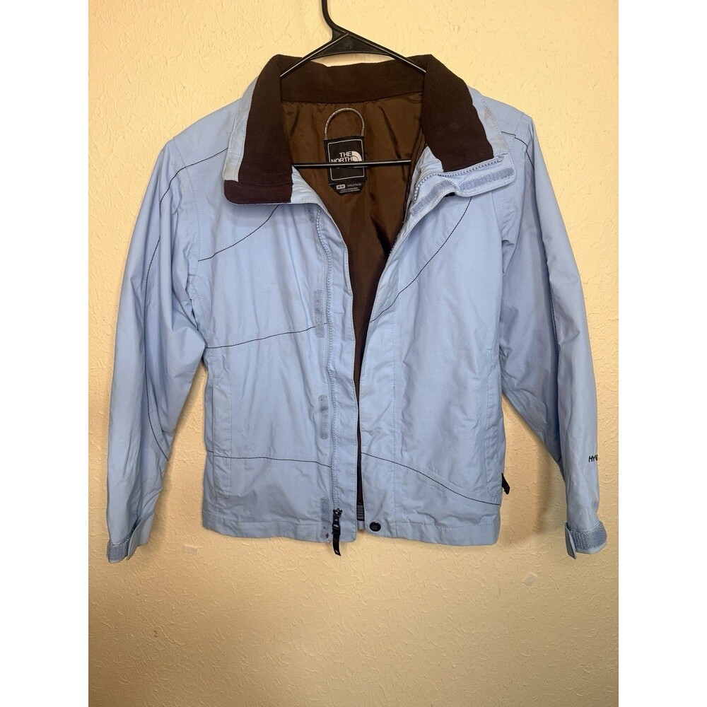 The North Face Girls Medium Powder Blue Chocolate Brown Winter Coat Jacket